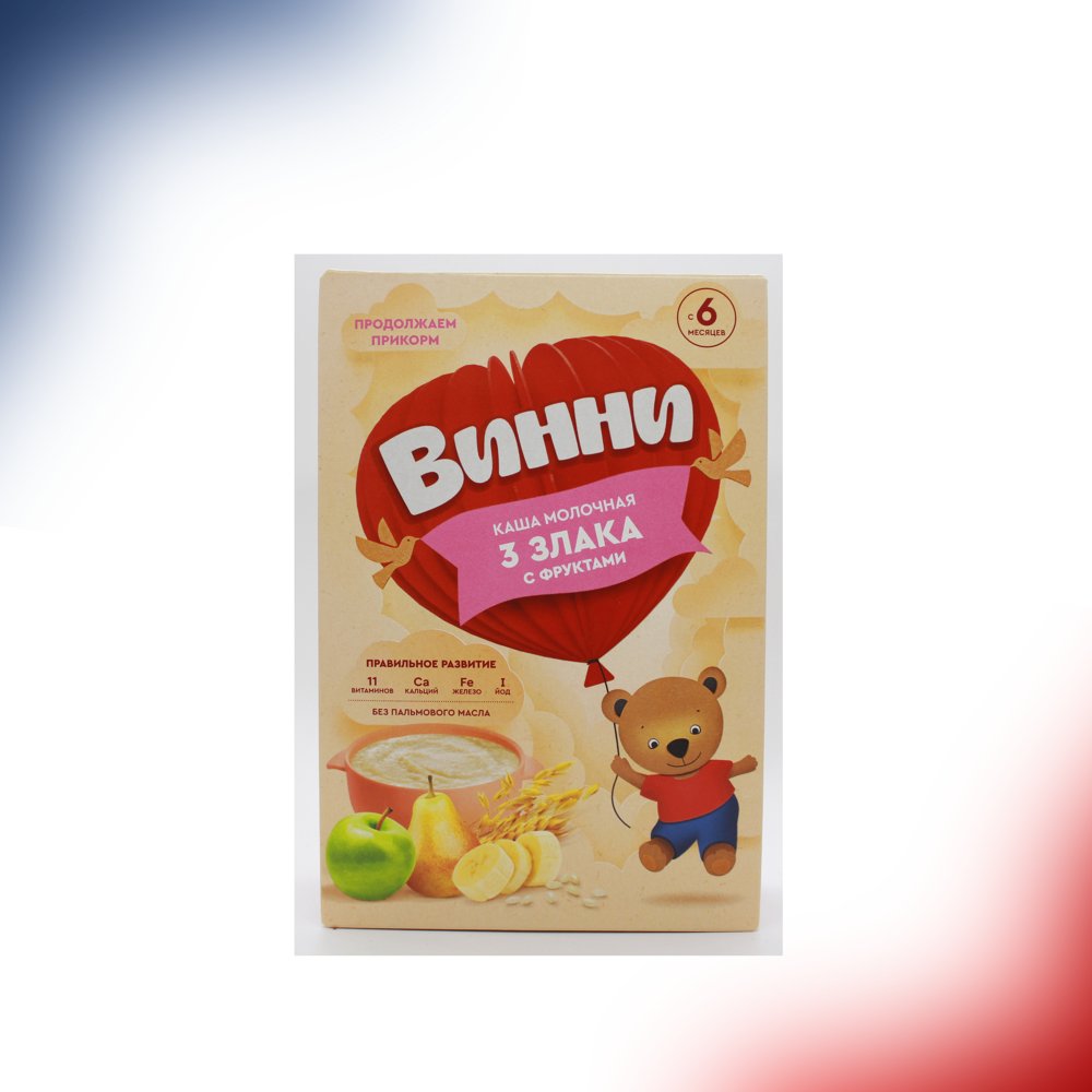 ВИННИ каша мол.3 злака с 6м+ 200г фрукт